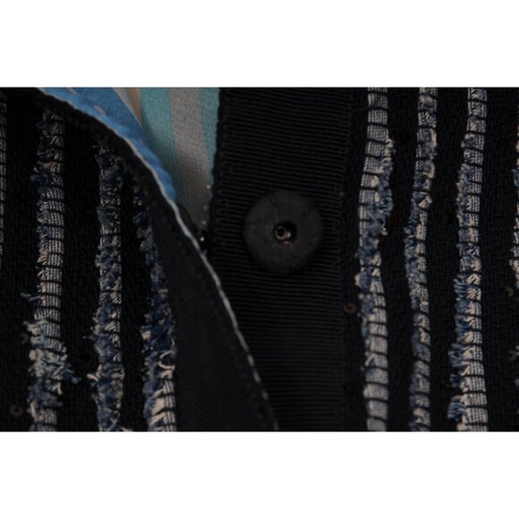 Les Copains Womans Striped Evening Sequin Blazer Jacket IT 48 US XL Blue Coat - Picture 6 of 7